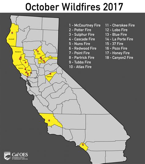 MAP of current fires in California